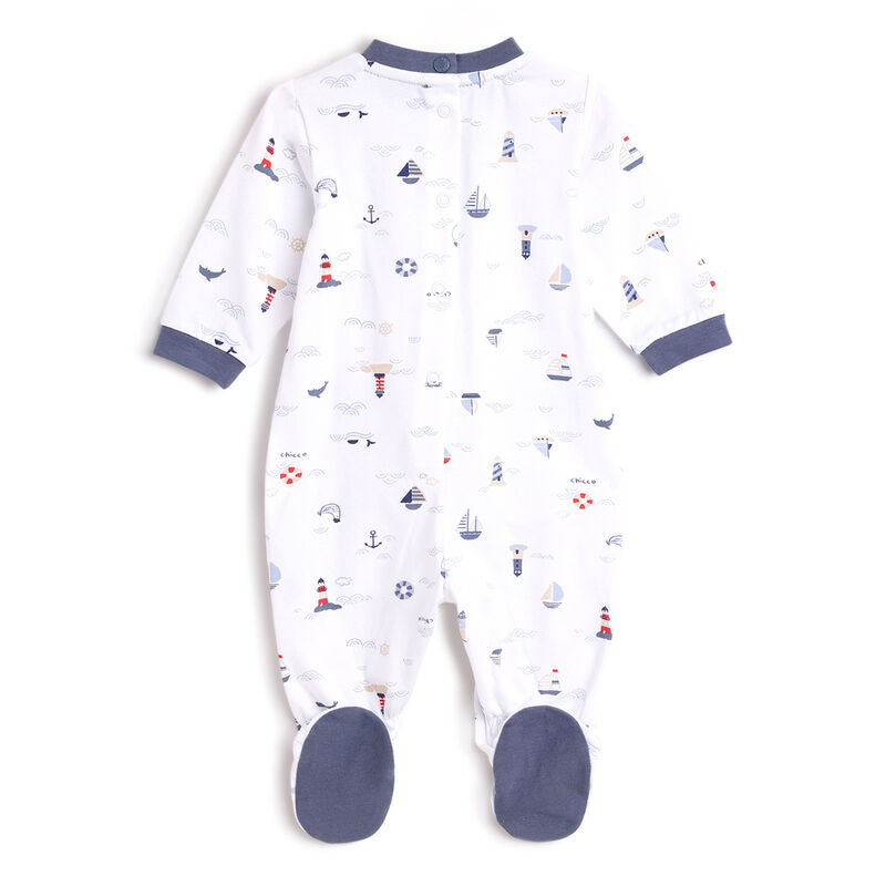 Boys Natural Printed Leg Opening Babysuit image number 1